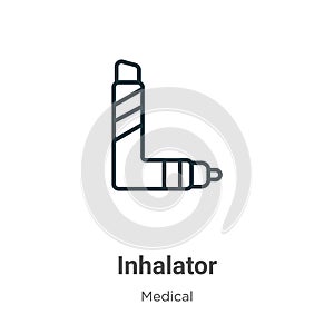Inhalator outline vector icon. Thin line black inhalator icon, flat vector simple element illustration from editable medical