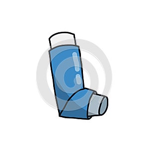 Inhaler for asthma doodle icon, vector illustration