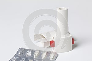 Inhaler and powder for inhalation in capsules. Prevention and treatment of bronchospasm. photo