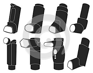 Inhaler vector black set icon. Vector illustration inhalator of spray on white background. Isolated black set icon