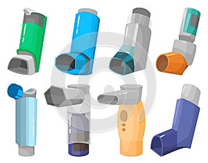 Inhaler vector cartoon set icon. Vector illustration inhalator of spray on white background. Isolated cartoon set icon