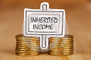 Inherited income banner with money. photo