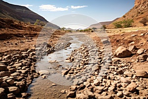 Inhospitable Dry dirt river climate. Generate Ai