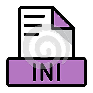 Ini file icon colorful style design. document format text file icons, Extension, type data, vector illustration photo