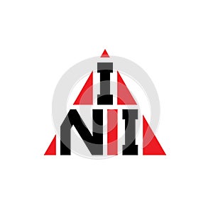 INI triangle letter logo design with triangle shape. INI triangle logo design monogram. INI triangle vector logo template with red photo