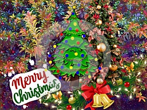 An inimitable and enthralling graphic designing pattern with clip arts of colorful Christmas card
