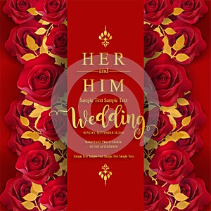 Indian wedding Invitation carddian wedding Invitation card templates with gold patterned and crystals on paper color Background.