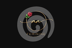 initial AA Feminine logo beauty monogram and elegant logo design, handwriting logo of initial signature, wedding, fashion, floral