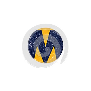 Initial Abstract Letter M Logo in yellow circle applied for architecture company logo design inspiration.