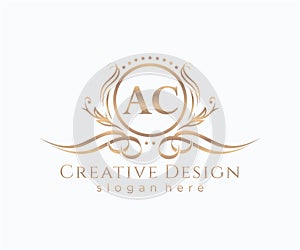 Initial AC beauty monogram and elegant logo design