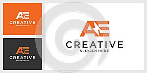 Initial AE letter logo with lightning bolt logo vector design