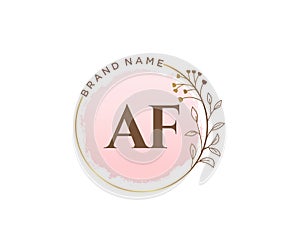 Initial AF feminine logo. Usable for Nature, Salon, Spa, Cosmetic and Beauty Logos. Flat Vector Logo Design Template Element