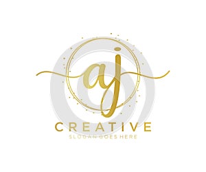 Initial AJ feminine logo. Usable for Nature, Salon, Spa, Cosmetic and Beauty Logos. Flat Vector Logo Design Template Element