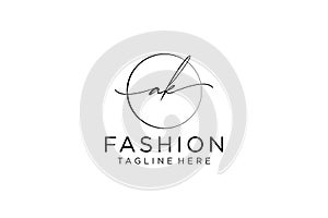 initial AK Feminine logo beauty monogram and elegant logo design, handwriting logo of initial signature, wedding, fashion, floral
