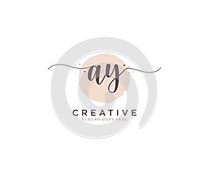 initial AY Feminine logo beauty monogram and elegant logo design, handwriting logo of initial signature, wedding, fashion, floral