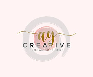 initial AY Feminine logo beauty monogram and elegant logo design, handwriting logo of initial signature, wedding, fashion, floral