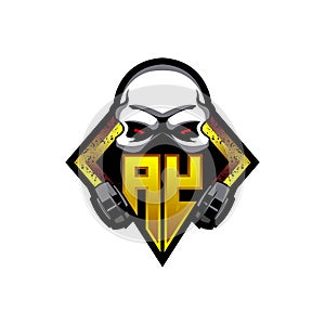 Initial AY logo design, Initial AY logo design with Gas Mask Style, Logo for game, esport, community or business