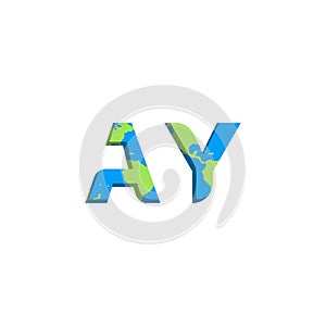 Initial AY logo design with World Map style, Logo business branding