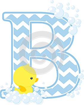 Initial b with cute baby rubber duck