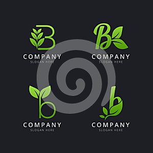 Initial B logo with leaf elements template