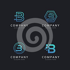 Initial B logo with technology elements template