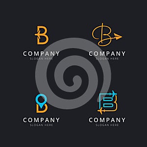 Initial B logo with travel elements template