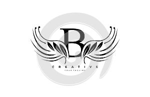 Initial B Typography Flourishes Logogram Beauty Wings Logo photo