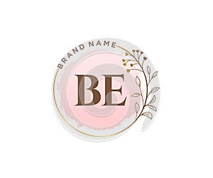 Initial BE feminine logo. Usable for Nature, Salon, Spa, Cosmetic and Beauty Logos. Flat Vector Logo Design Template Element