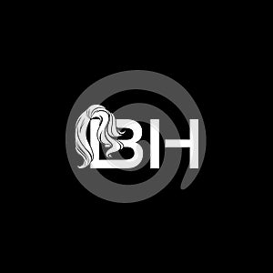 Initial BH Letter logo template design isolated on black background