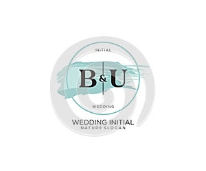 Initial BU Letter Beauty vector initial logo, handwriting logo of initial signature, wedding, fashion, jewerly, boutique, floral