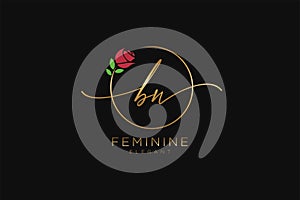 initial BW Feminine logo beauty monogram and elegant logo design, handwriting logo of initial signature, wedding, fashion, floral