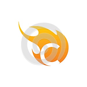 Initial C letter with fire logo Vector design