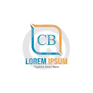 Initial CB logo template with modern frame. Minimalist CB letter logo vector illustration