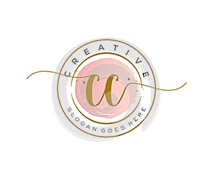 initial CC Feminine logo beauty monogram and elegant logo design, handwriting logo of initial signature, wedding, fashion, floral