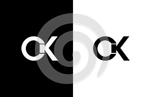 Initial CK, KC letter logo design template vector