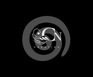 Initial CN letter luxury beauty flourishes ornament monogram logo photo