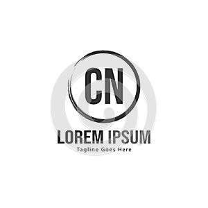Initial CN logo template with modern frame. Minimalist CN letter logo vector illustration