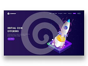 Initial Coin Offering ICO startup concept based landing page d