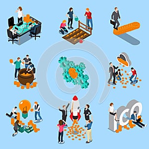 Initial Coin Offering Isometric Icons photo