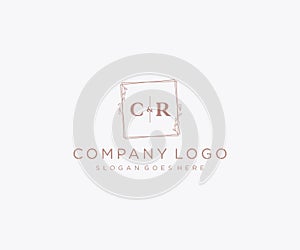 initial CR letters Decorative luxury wedding logo