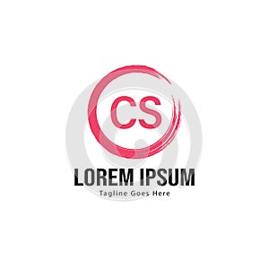 Initial CS logo template with modern frame. Minimalist CS letter logo vector illustration