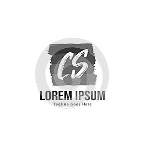 Initial CS logo template with modern frame. Minimalist CS letter logo vector illustration