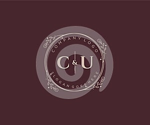 initial CU letters Decorative luxury wedding logo