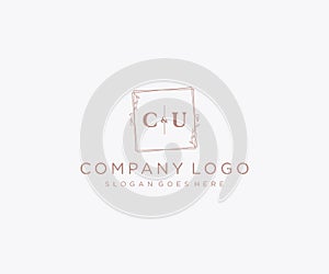 initial CU letters Decorative luxury wedding logo