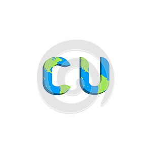 Initial CU logo design with World Map style, Logo business branding
