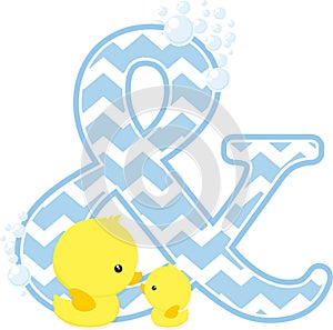 Initial & with cute baby rubber duck