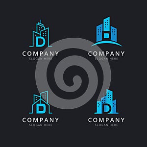 Initial D logo with building elements template