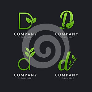 Initial D logo with leaf elements template