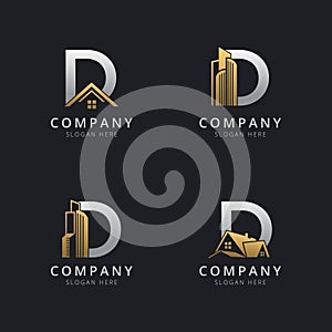 Initial D logo with real estate elements template