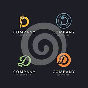 Initial D logo with restaurant elements